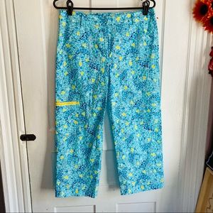 Lilly Pulitzer blue fish Mosaic Capri pants size 6